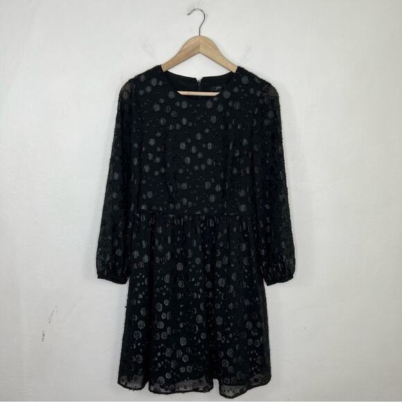 J. Crew Black A-Line Metallic Dot Jacquard Dress Size 4 - Picture 14 of 14